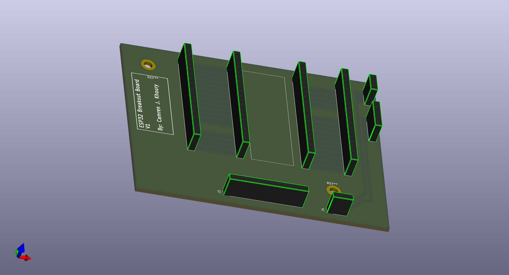 ESP32 breakout board 3D render