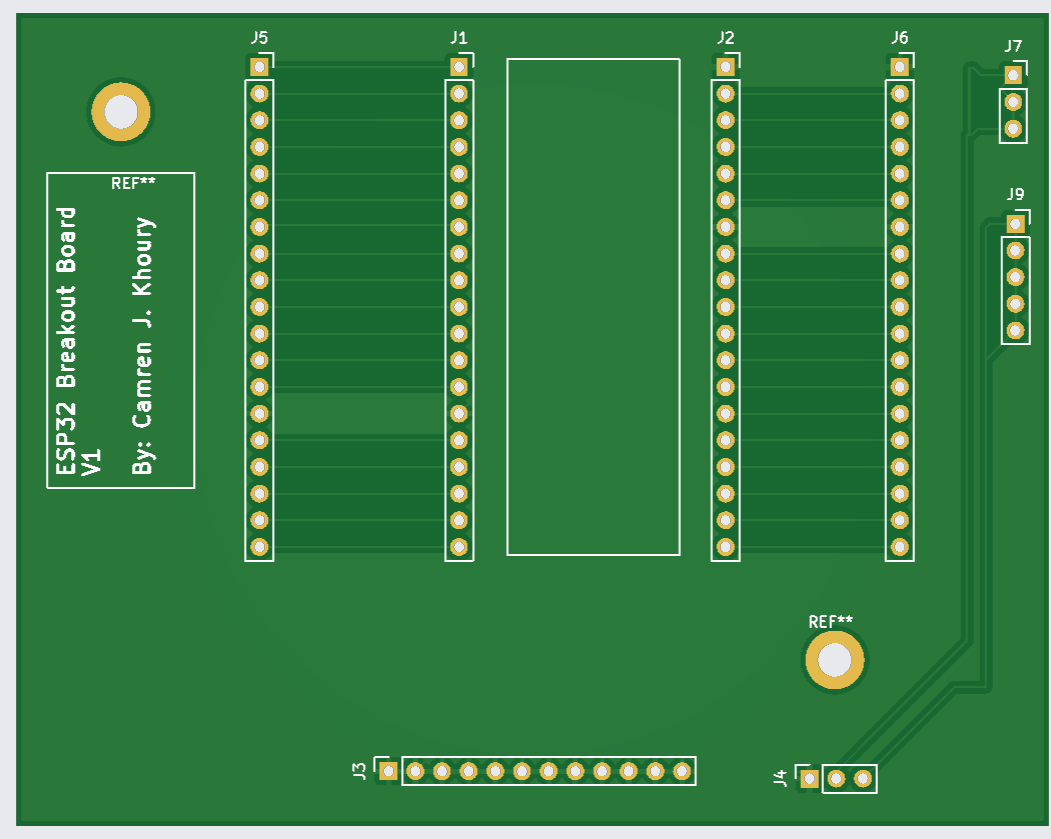 ESP32 breakout board flat view